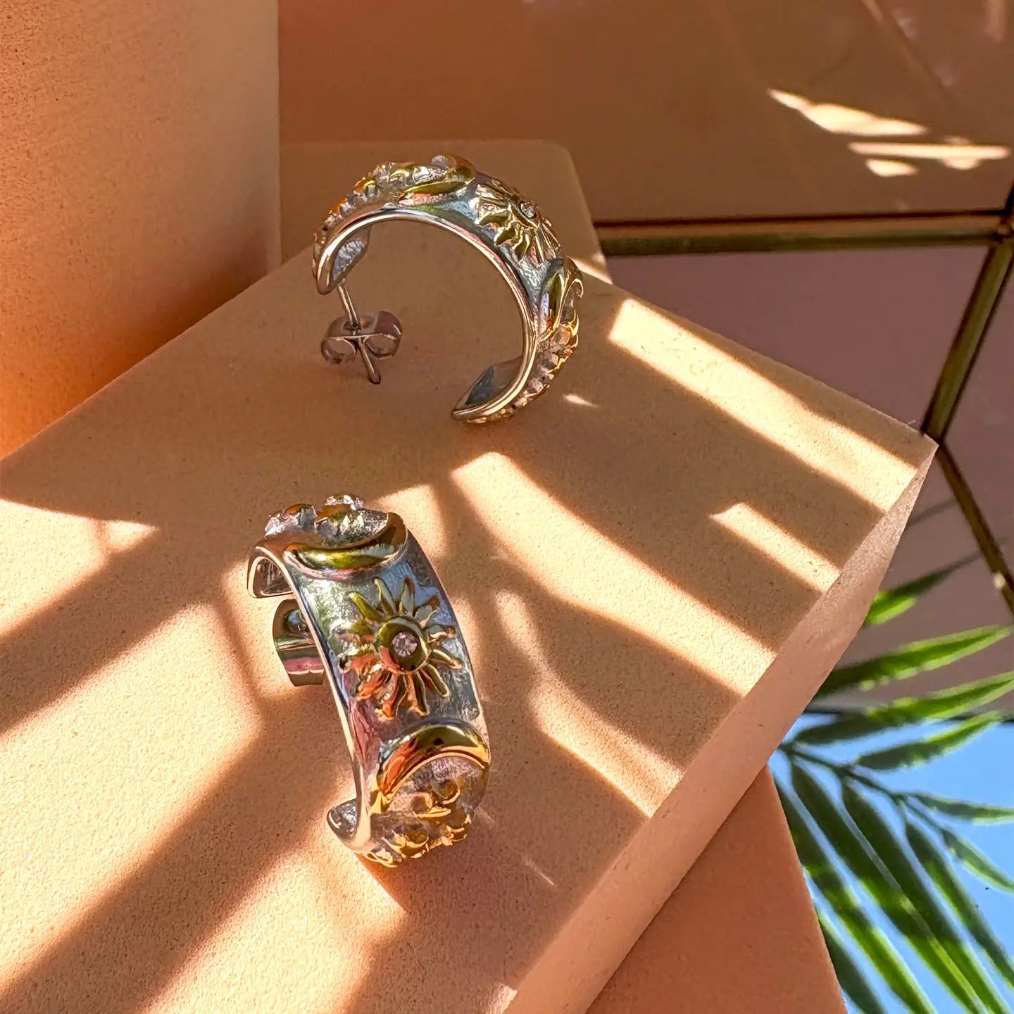Tribe + Temple - Rosa Stella Hoop Earrings Surgical Stainless Steel