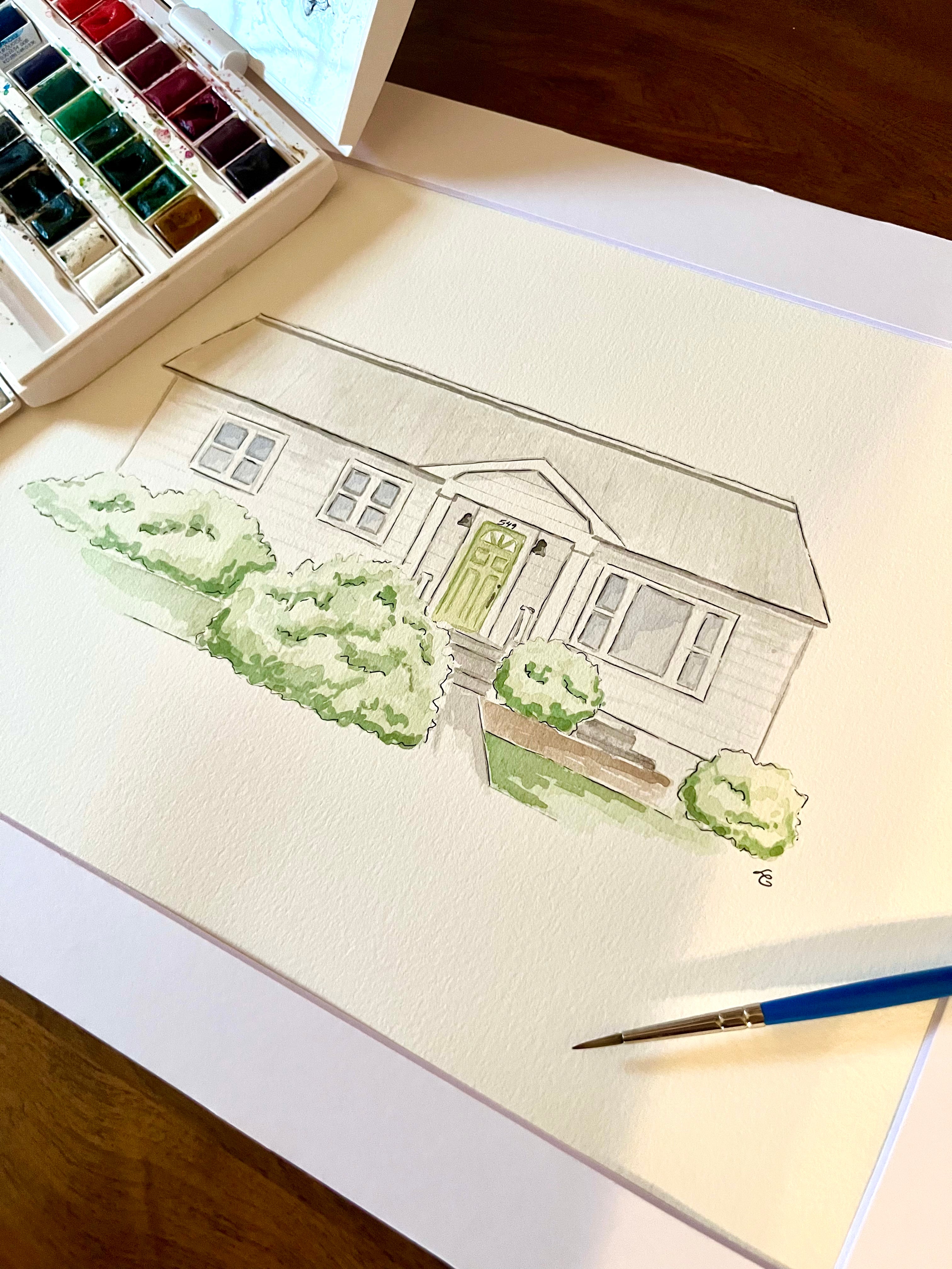 Watercolor Home Portrait Painting Workshop with Leslie Gregory Art 🎨