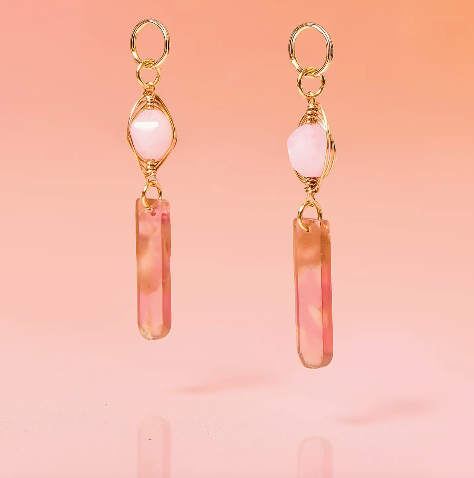 Tribe + Temple - Pink Jade Earrings Neutral Post Earrings