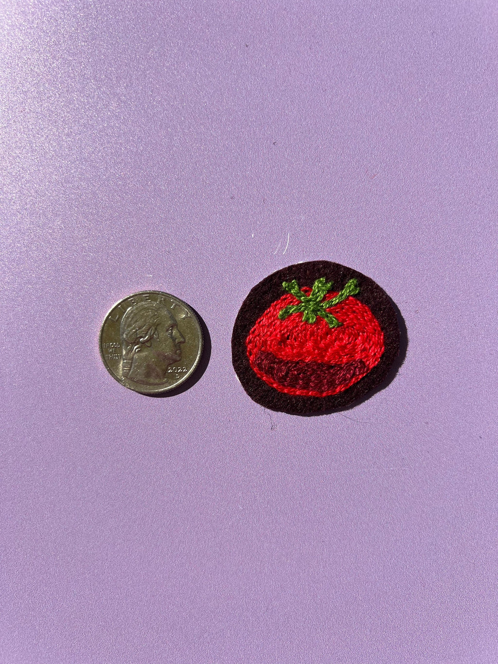 Velvet Outlaw - Tiny Tomato Chain Stitch Iron On Patch - Set of 2