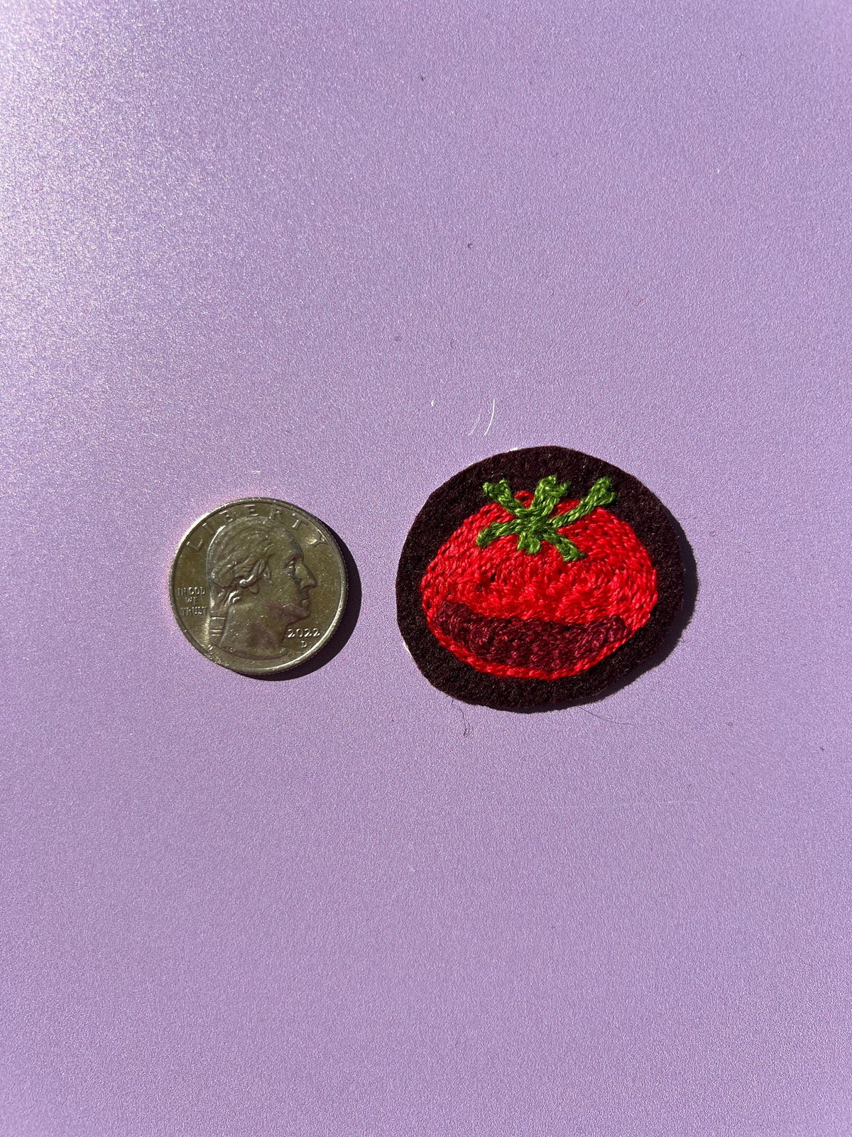 Velvet Outlaw - Tiny Tomato Chain Stitch Iron On Patch - Set of 2