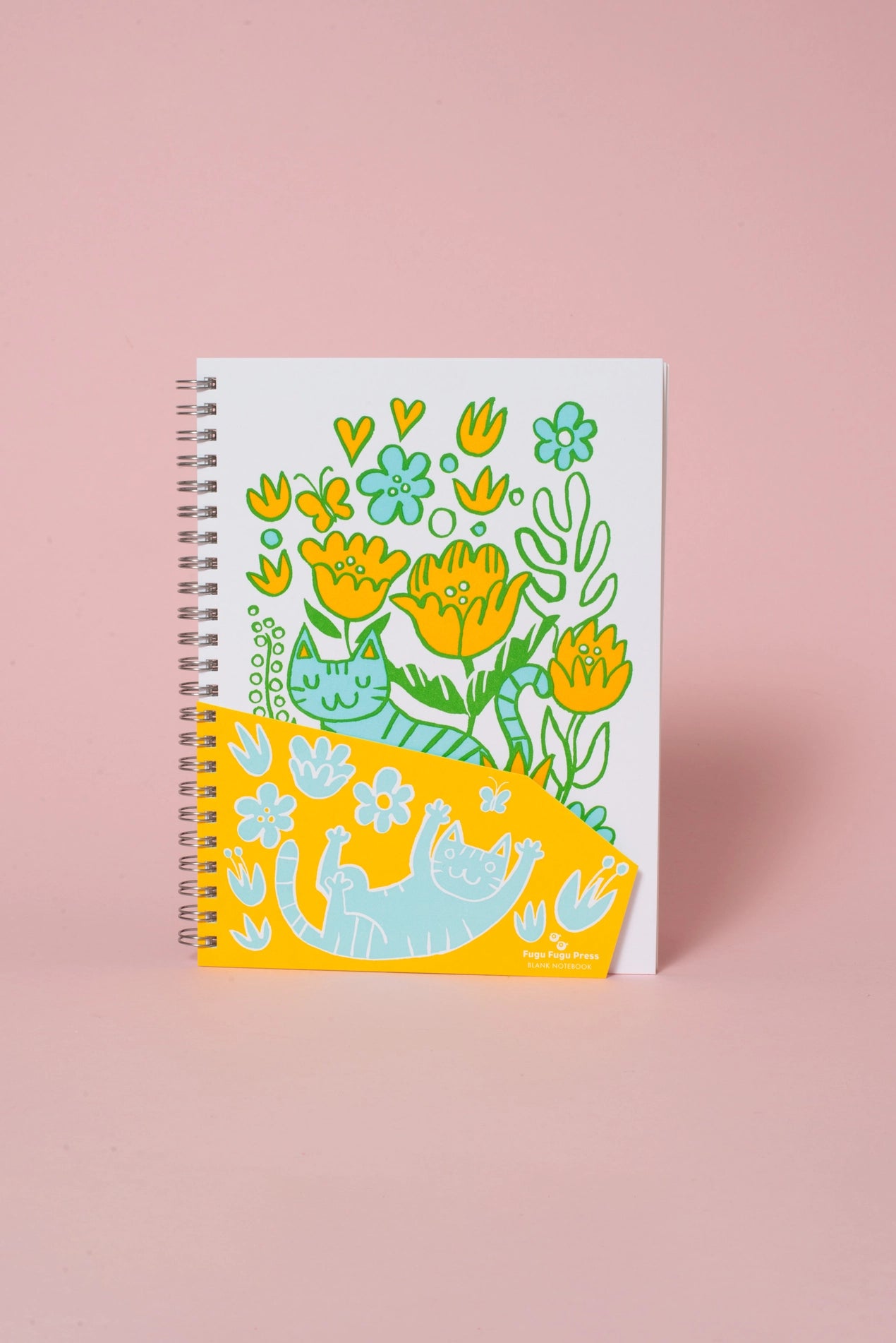 Egg Press Manufacturing - Cat Garden Blank Letterpress Notebook By Fugu Fugu