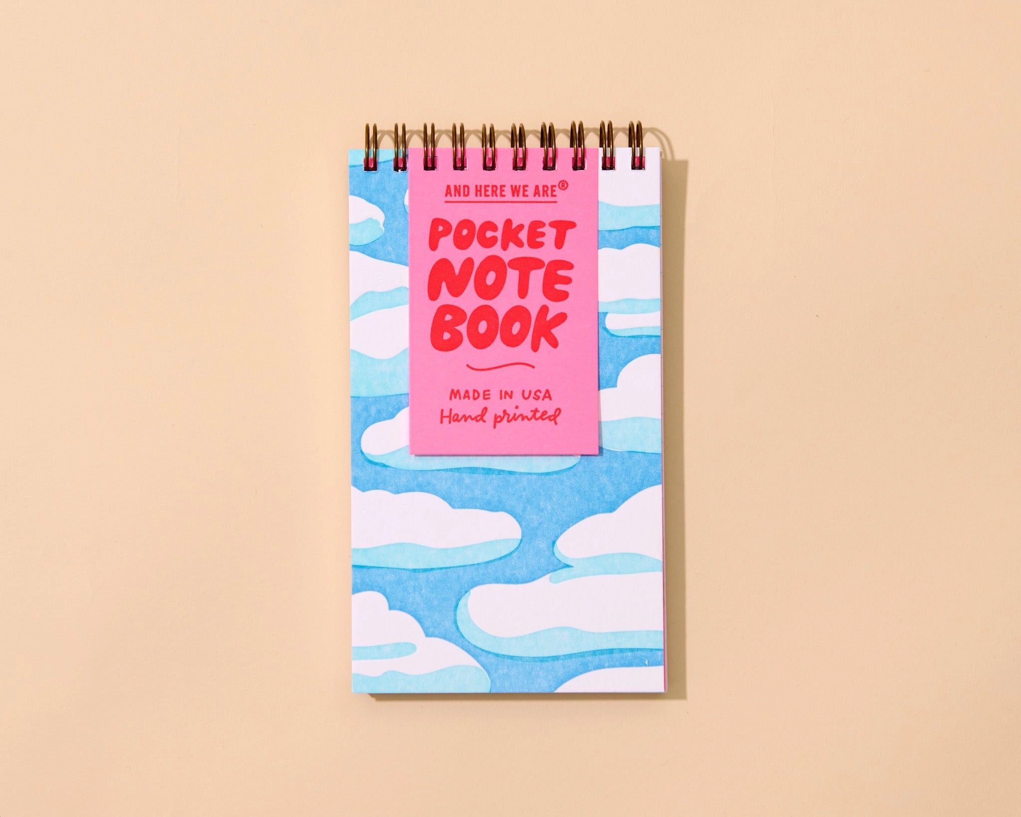 And Here We Are - Sky and Clouds Spiral Pocket Size Notebook
