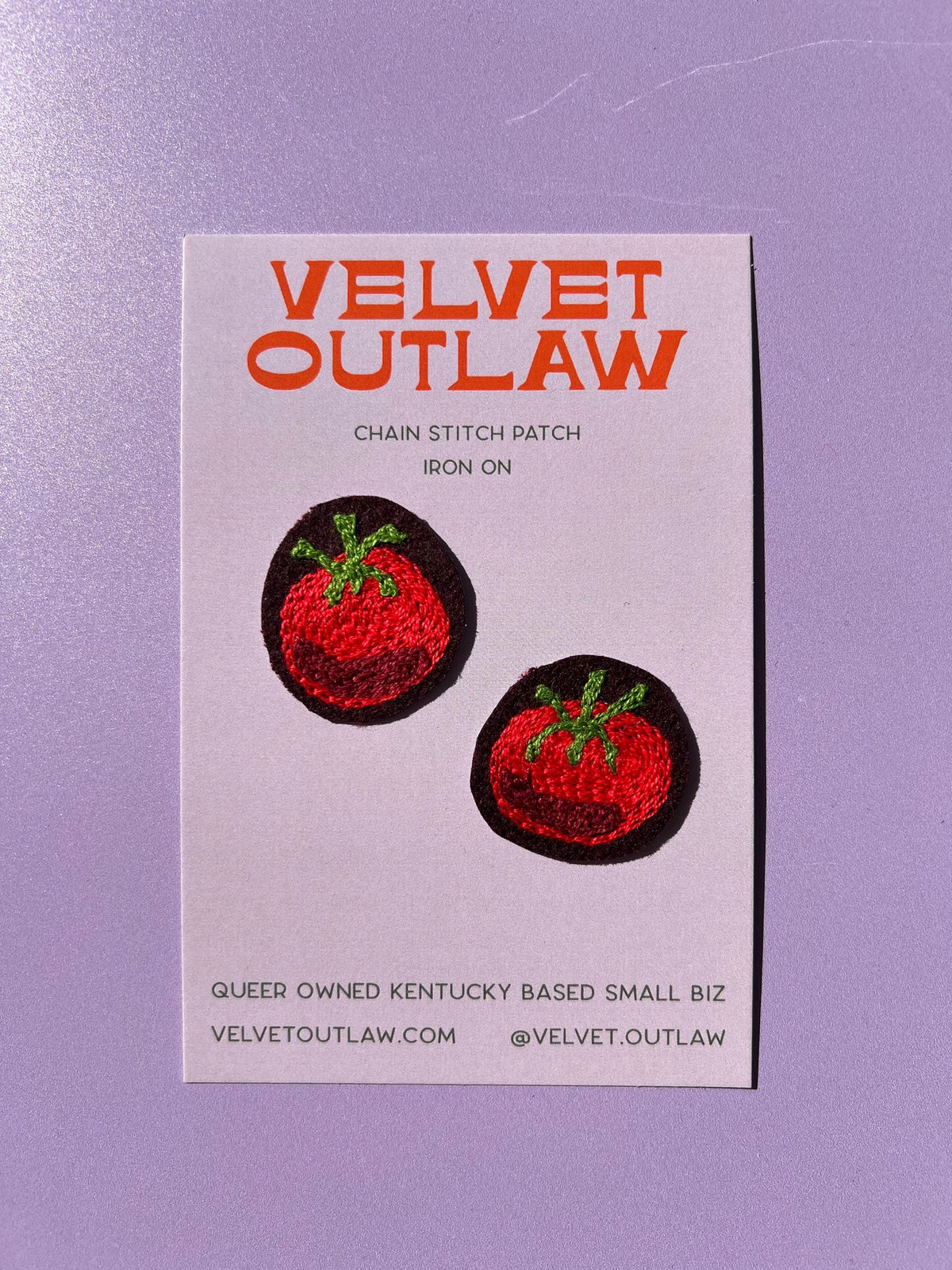 Velvet Outlaw - Tiny Tomato Chain Stitch Iron On Patch - Set of 2