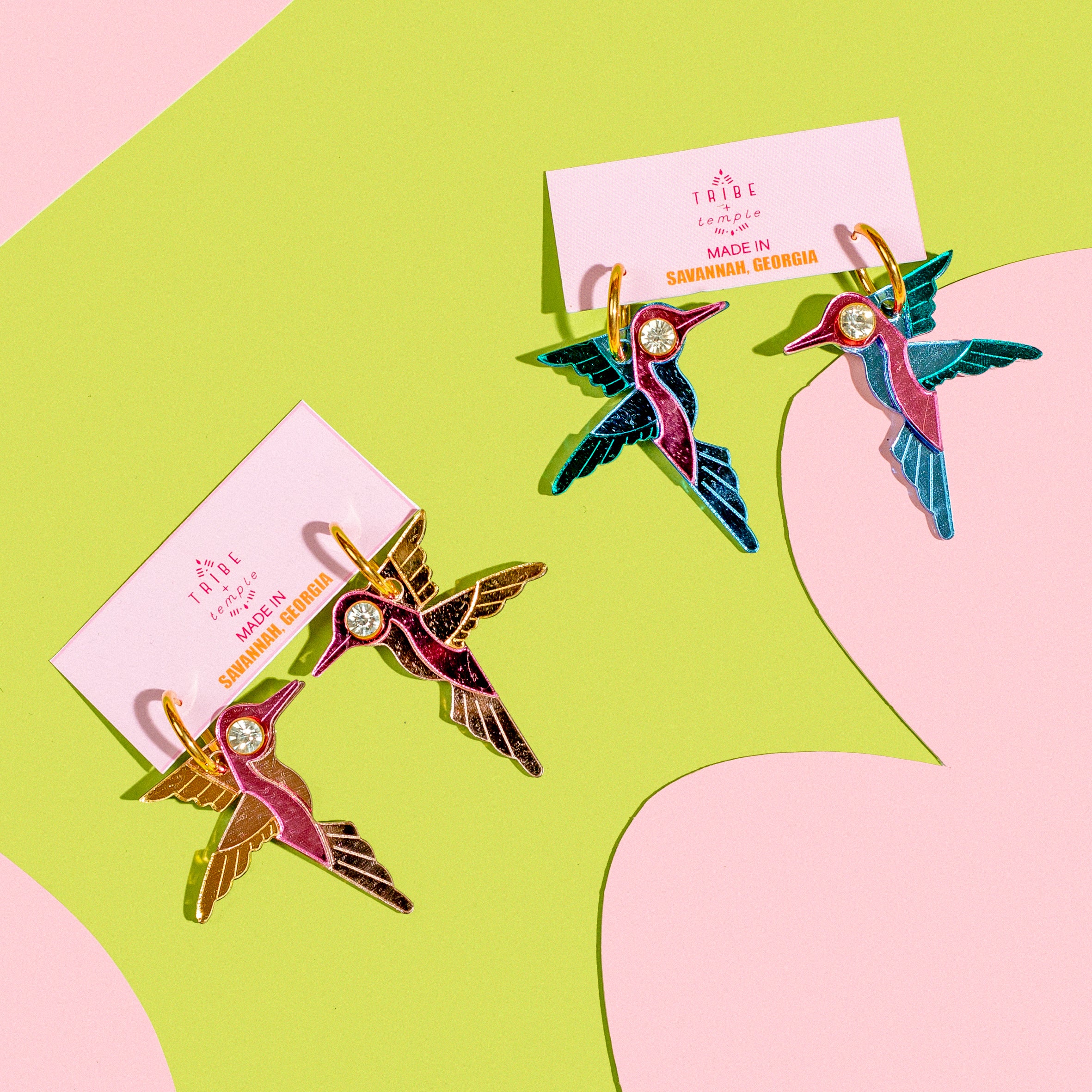 Tribe + Temple - Glam Hummingbird Hoop Earrings