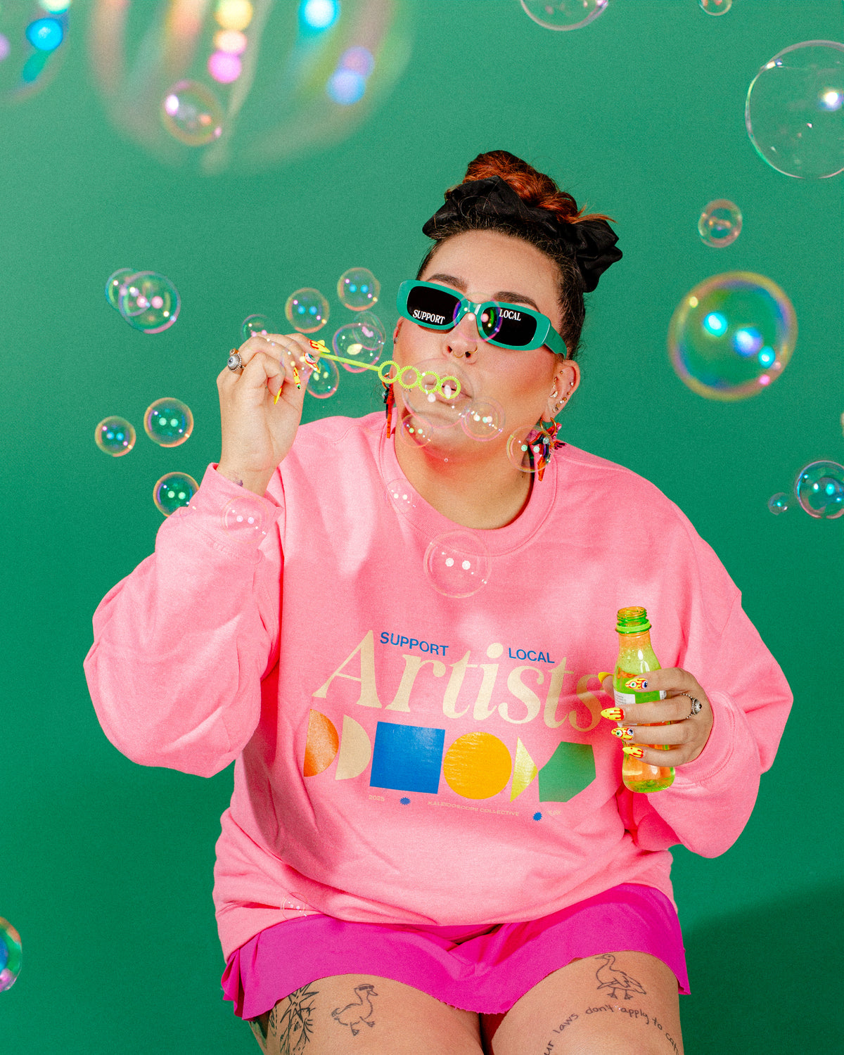 Merch Summer Drop 001 -  Support Local Artists Sweatshirt: Pink