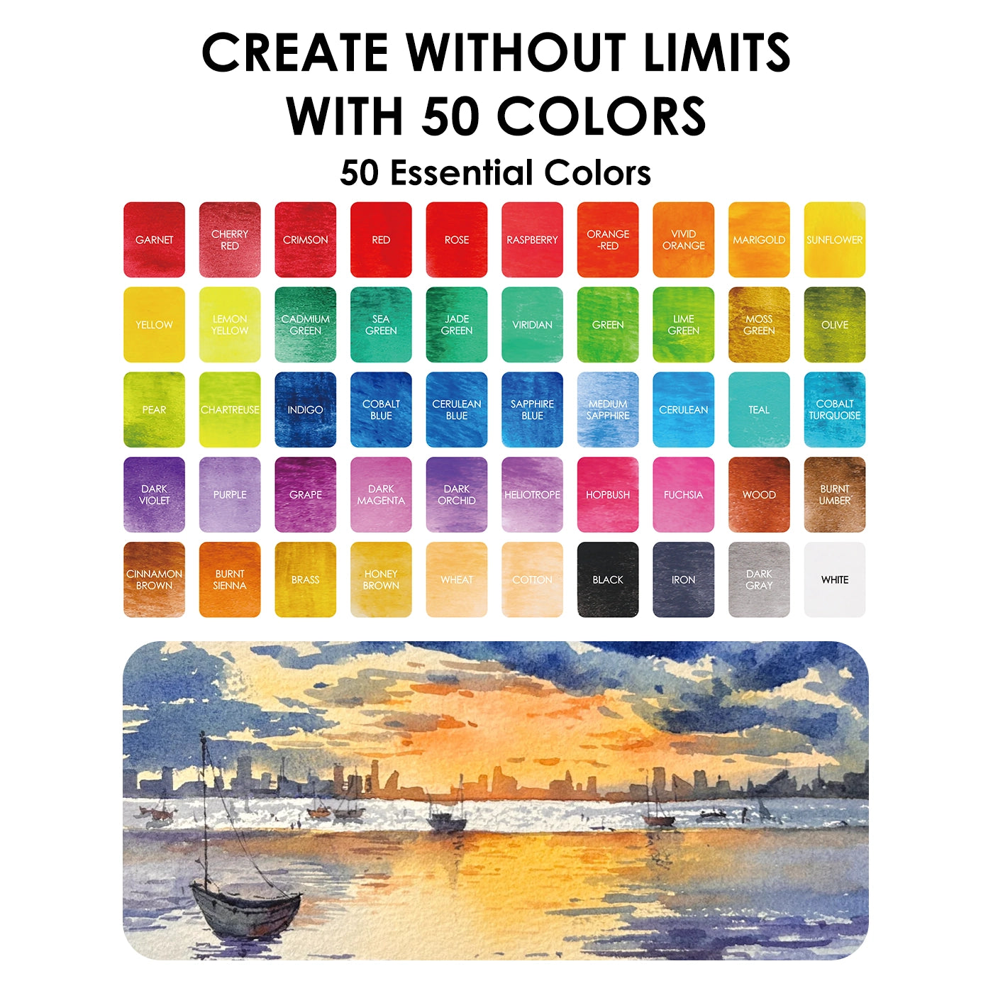 Grabie - Watercolor Set of 50: All-in-One Premium