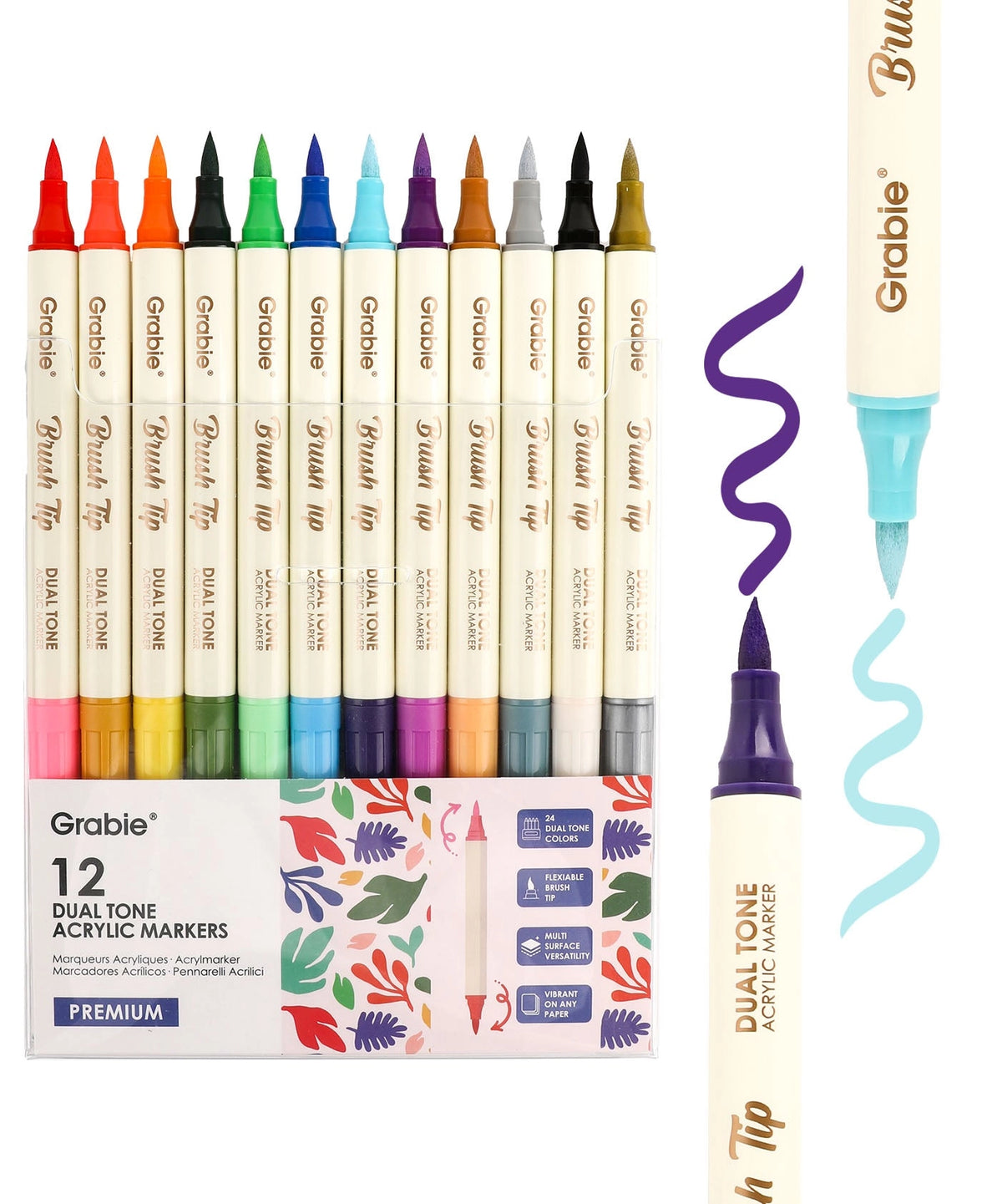 Grabie - Set of 12 Dual-Tip Acrylic Markers