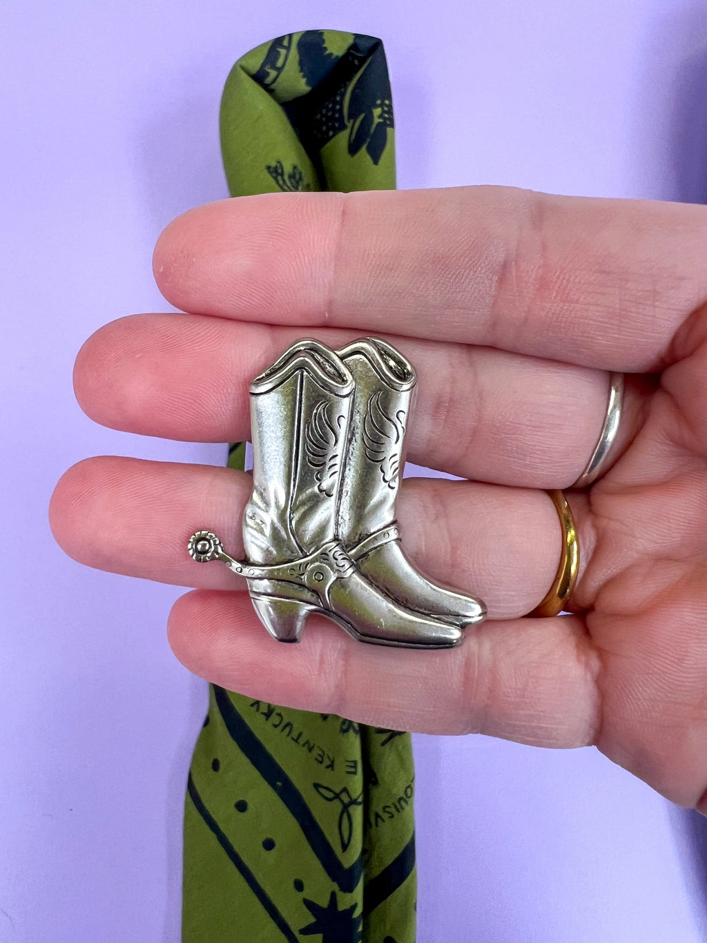 Velvet Outlaw - Silver Cowboy Boot Bandana Slide
