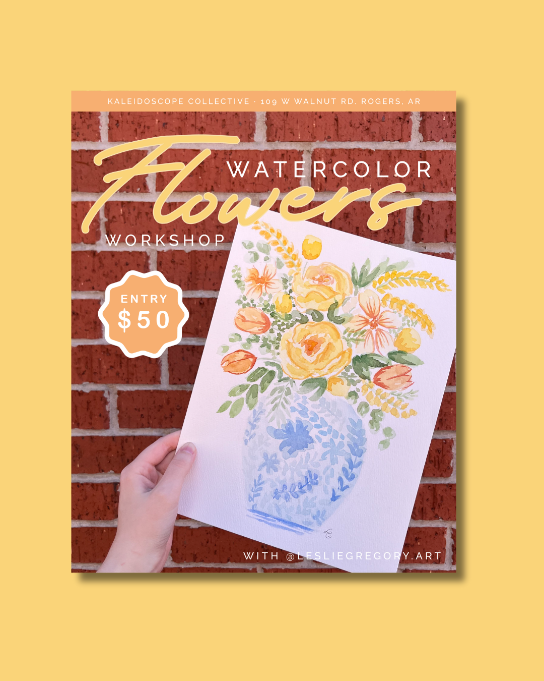 Floral Watercolor Painting Workshop with Leslie Gregory Art