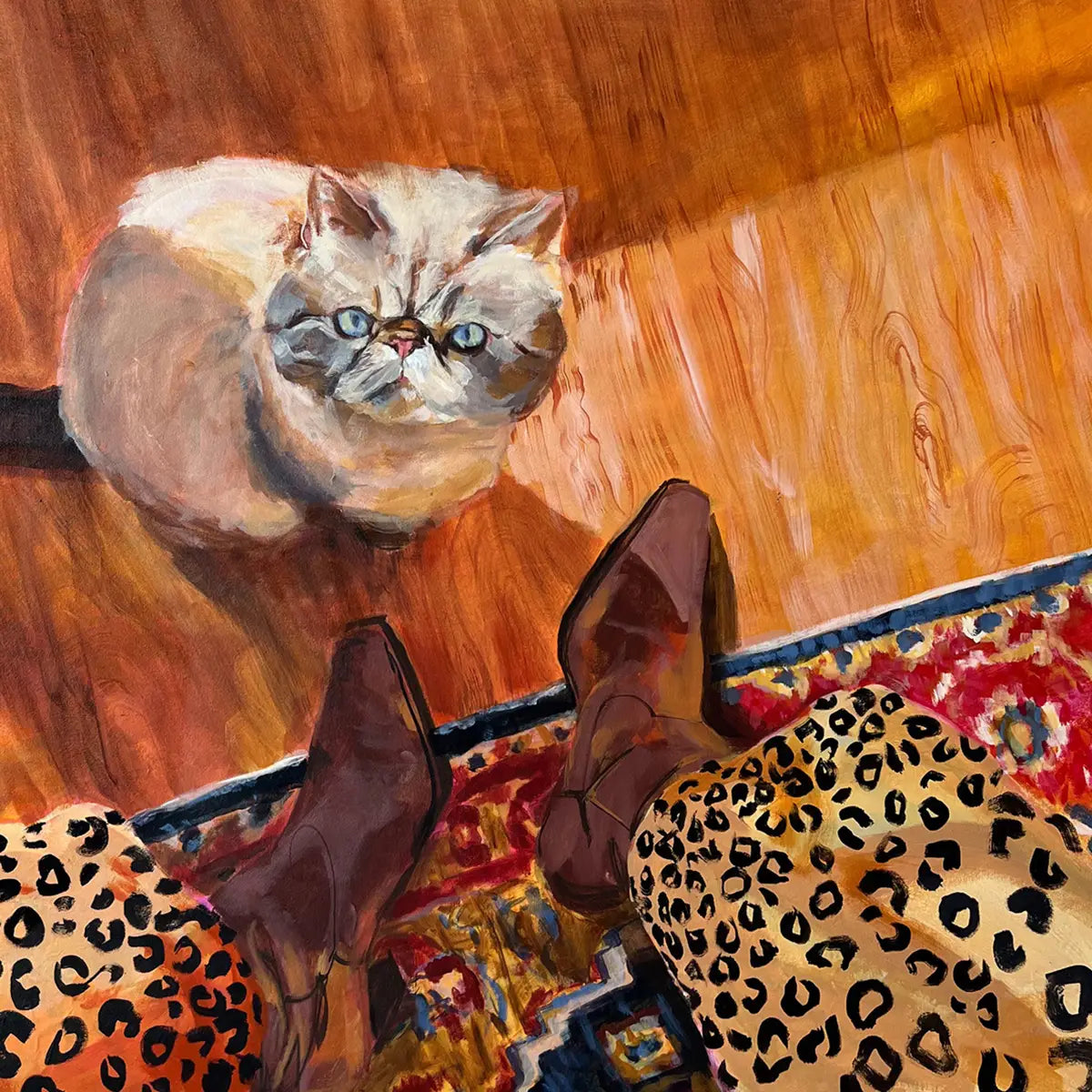 Ashley Treece - Cat on a Hard Wood Floor Print