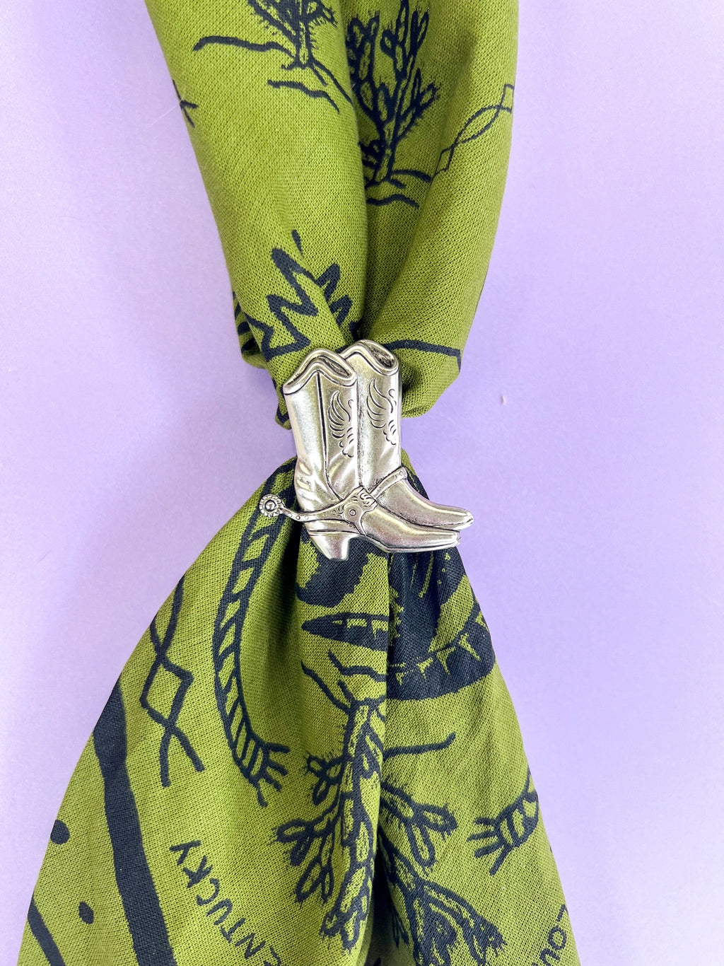 Velvet Outlaw - Silver Cowboy Boot Bandana Slide