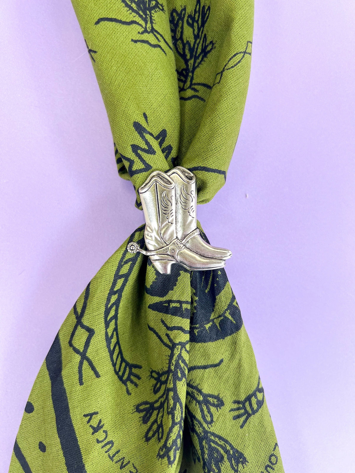 Velvet Outlaw - Silver Cowboy Boot Bandana Slide