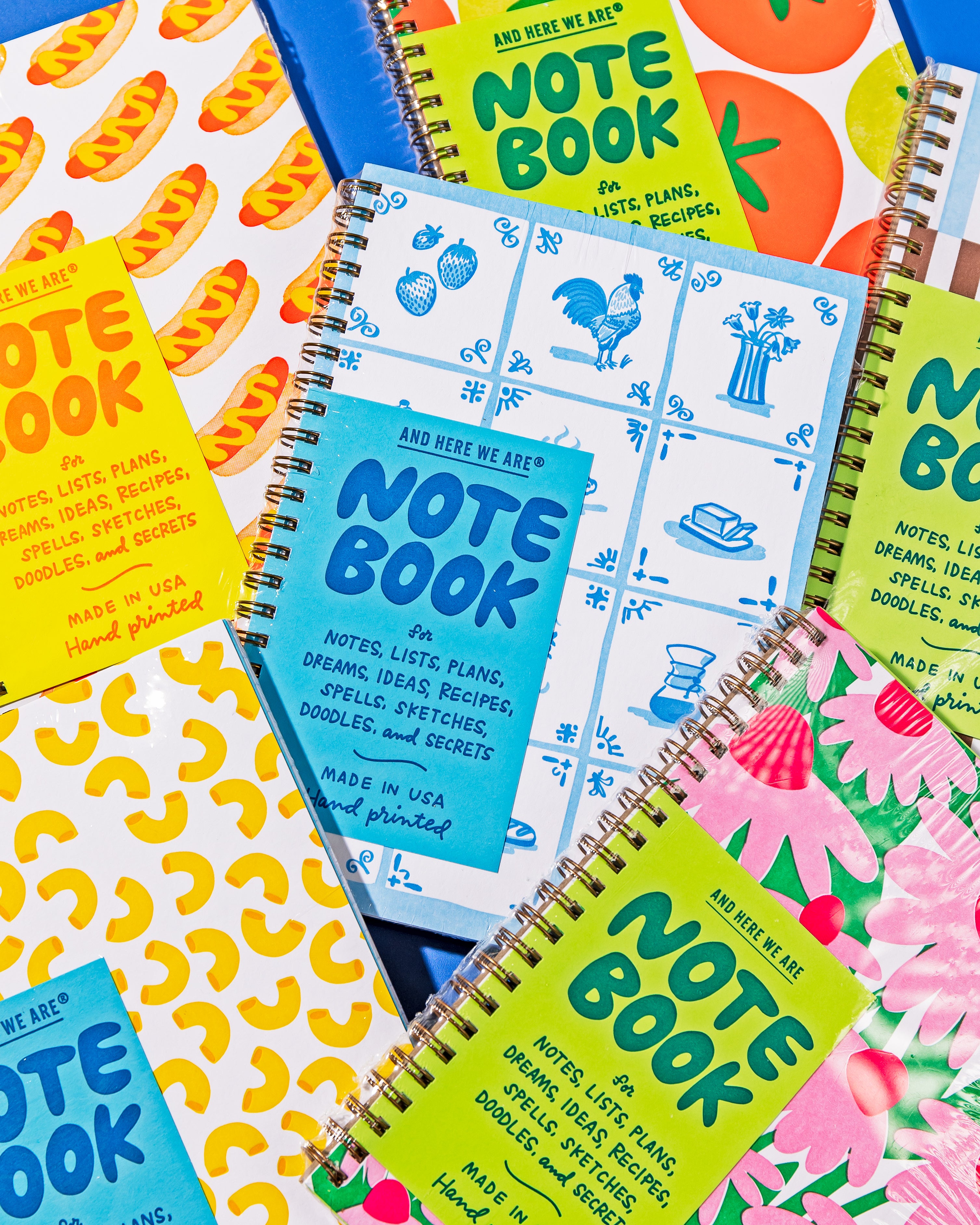 And Here We Are - Delft Tile Letterpress A5 Spiral Notebook