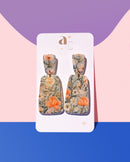 Anna Claire Collection - * Blue & Peach Floral Dangles