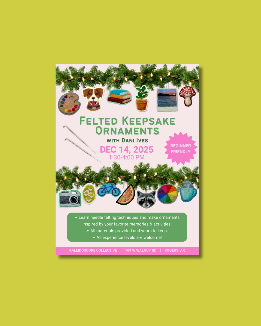 Felted Keepsake Ornaments with Dani Ives 🎨