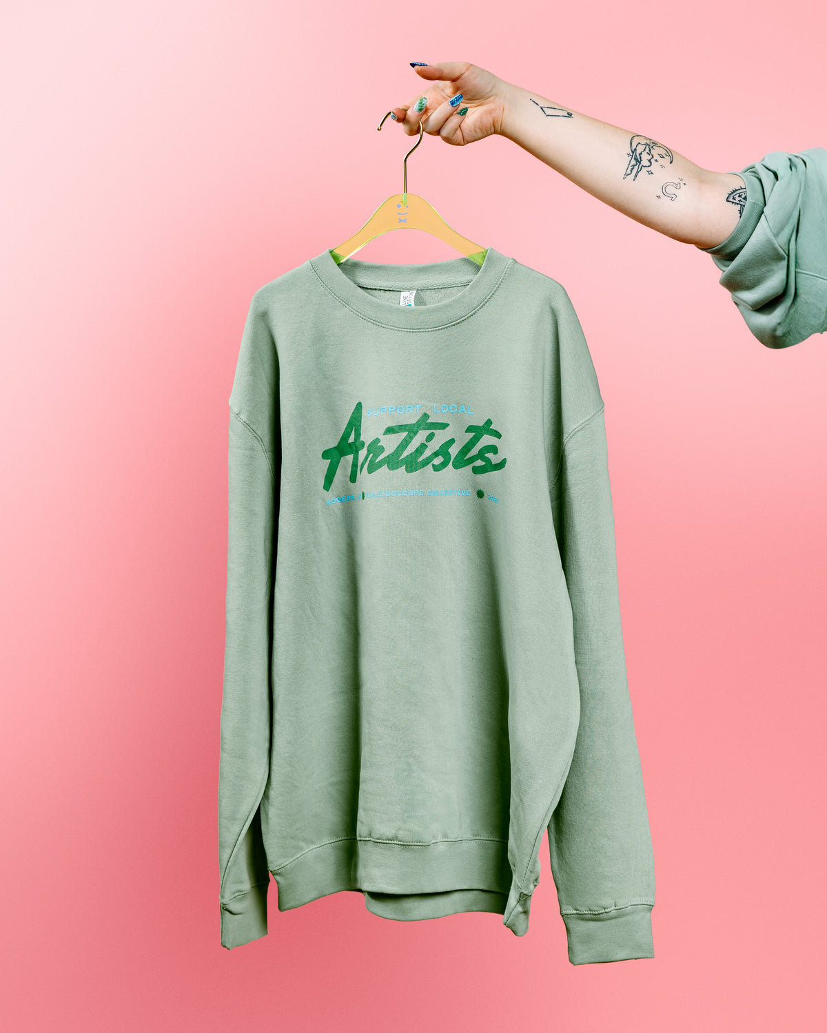 Merch Winter Drop 002 -  Seafoam Green: Support Local Artists Sweatshirt