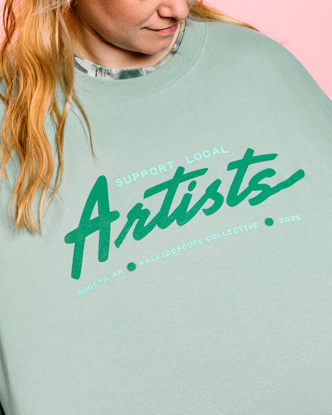 Merch Winter Drop 002 -  Seafoam Green: Support Local Artists Sweatshirt