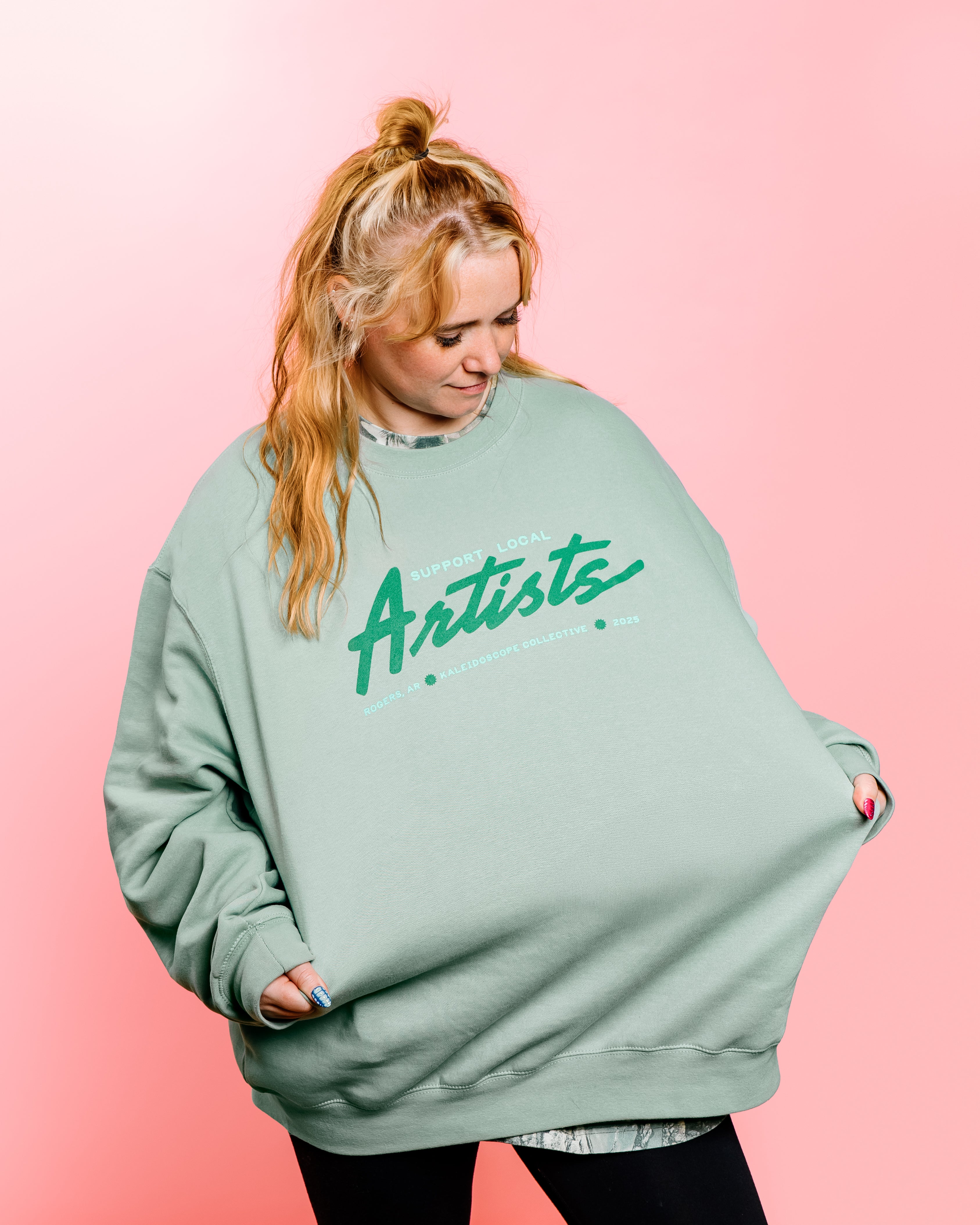 Merch Winter Drop 002 -  Seafoam Green: Support Local Artists Sweatshirt