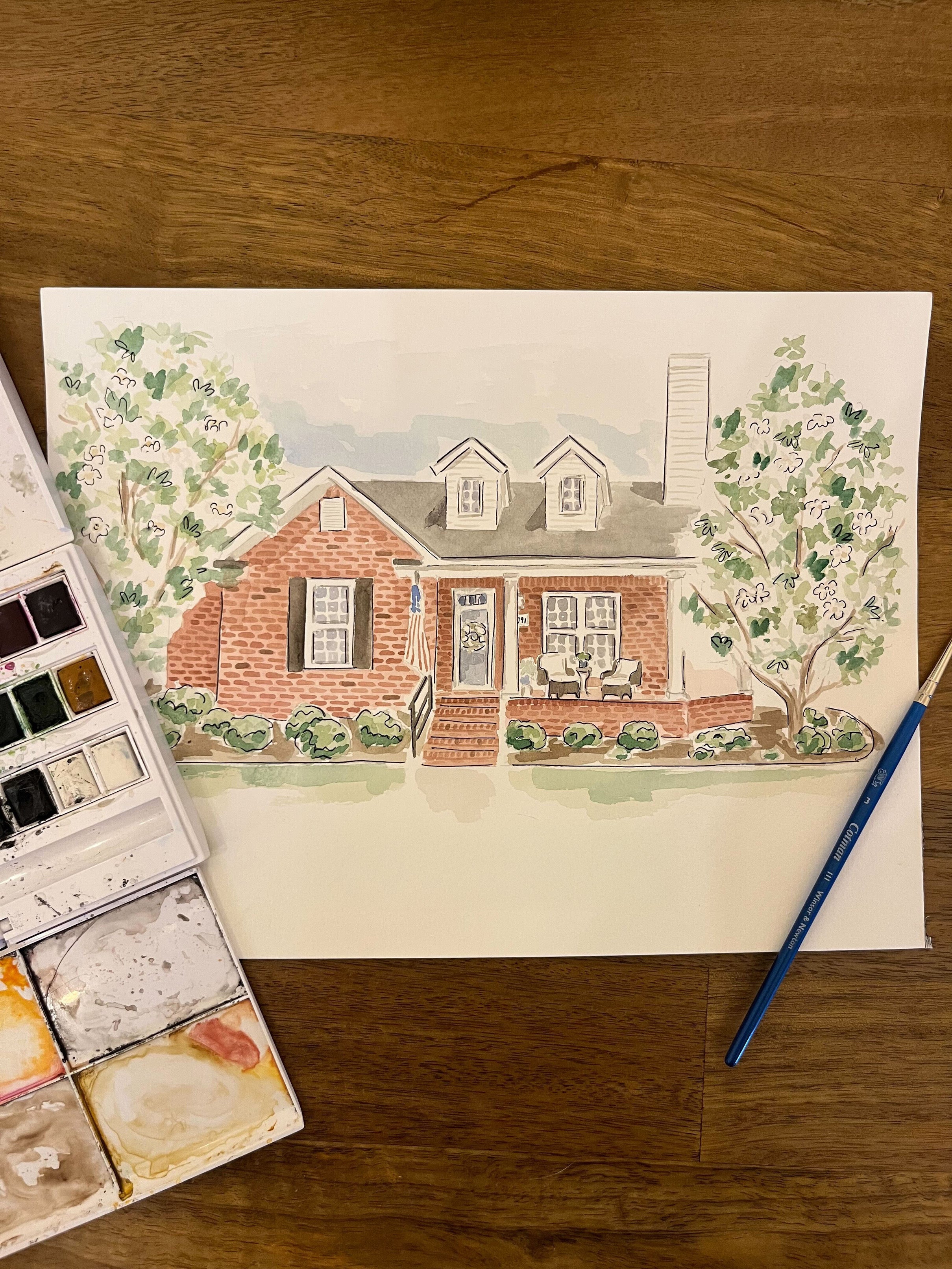 Watercolor Home Portrait Painting Workshop with Leslie Gregory Art 🎨