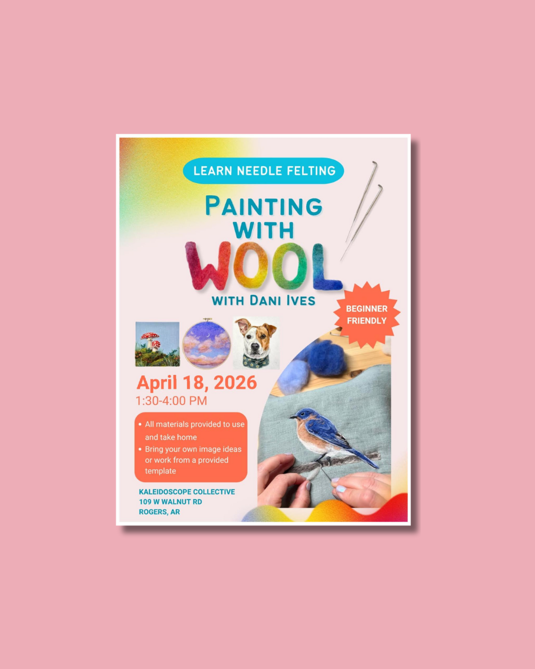 Painting With Wool - Needle Felting Workshop with Dani Ives 🎨 - April 18th