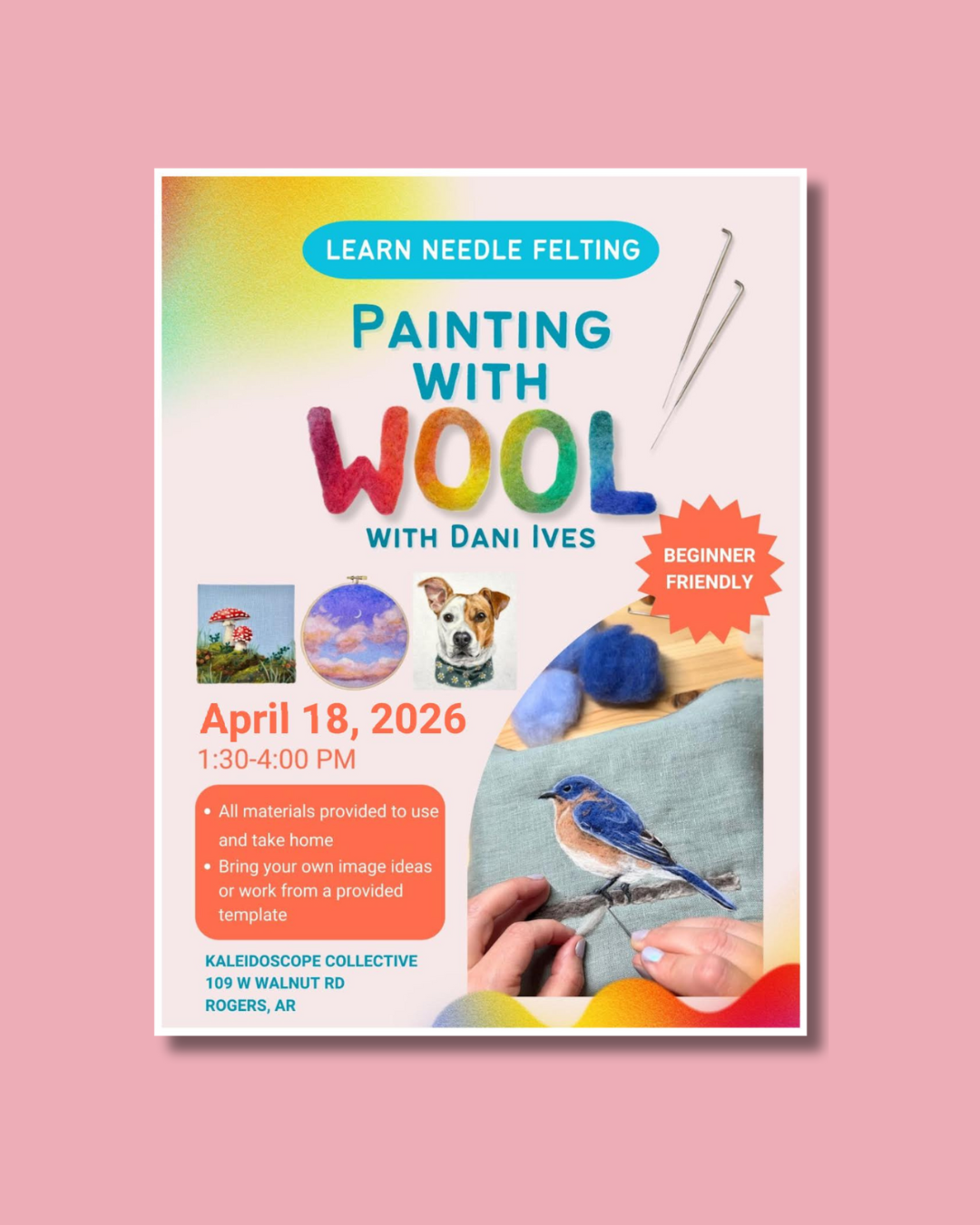 Painting With Wool - Needle Felting Workshop with Dani Ives 🎨 - April 18th