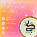 Spring Snake Hand Embroidery Workshop with FernWerks!