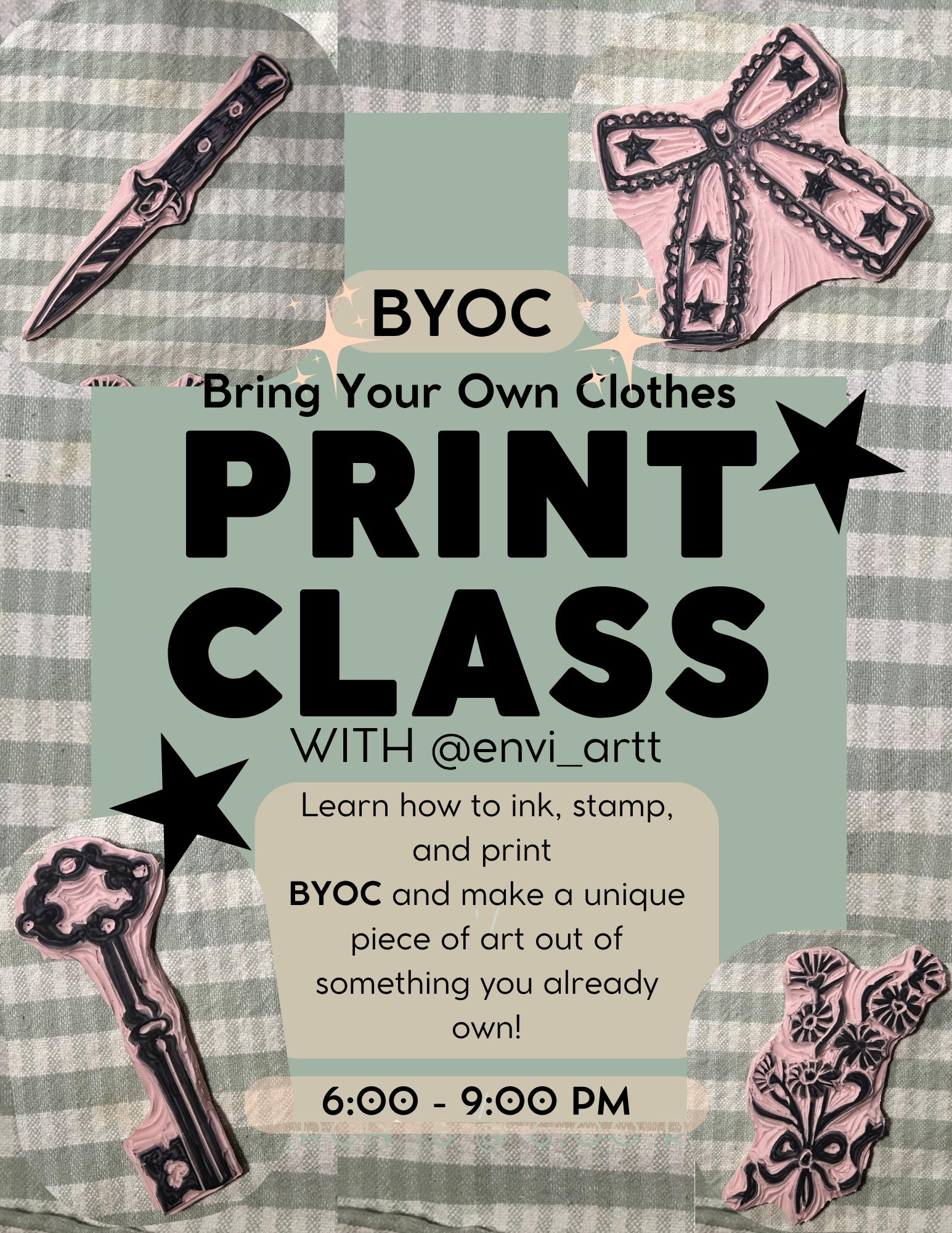 Bring Your Own Clothes Print Class with Envi Artt