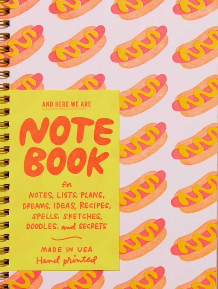 And Here We Are - Hot Dogs Letterpress Spiral Notebook