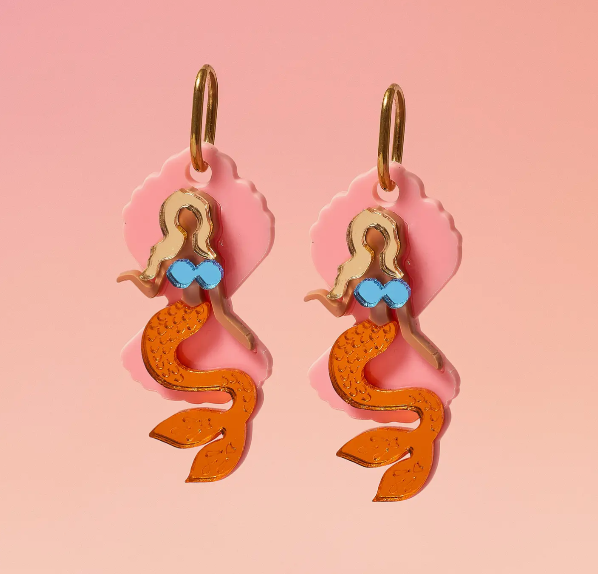 Tribe + Temple - Mermaid Acrylic Earrings Pink