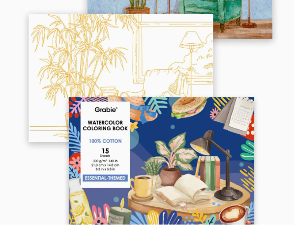 Grabie - Watercolor Coloring Book: Essential-Themed