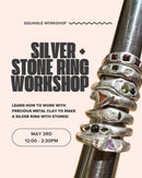 Silver Clay Ring made with Precious metal clay and cz stones made in Rogers, Arkansas at Kaleidoscope Collective in NWA with Rebecca Hewitt