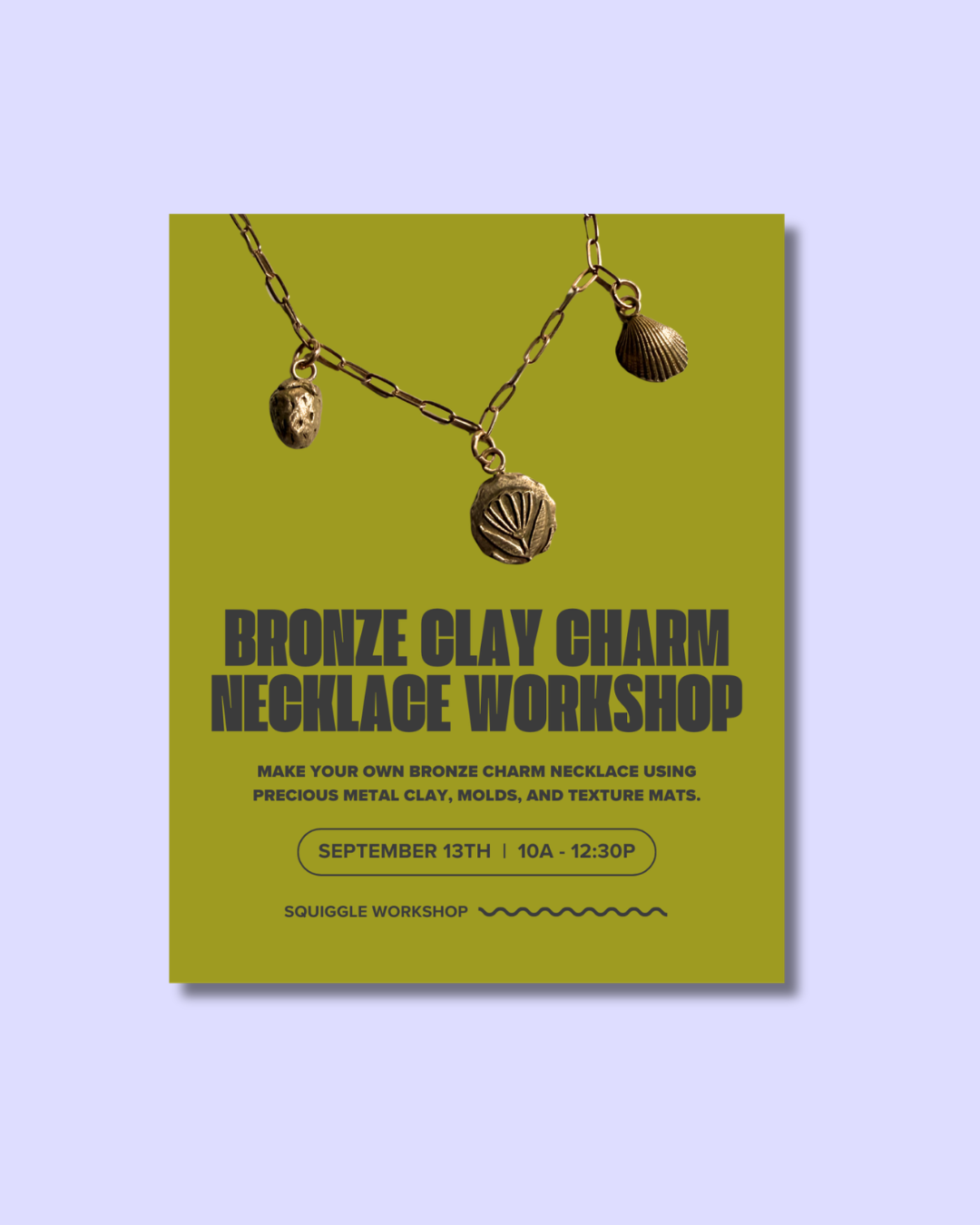 Bronze Charm Necklace Workshop with Squiggle Workshop