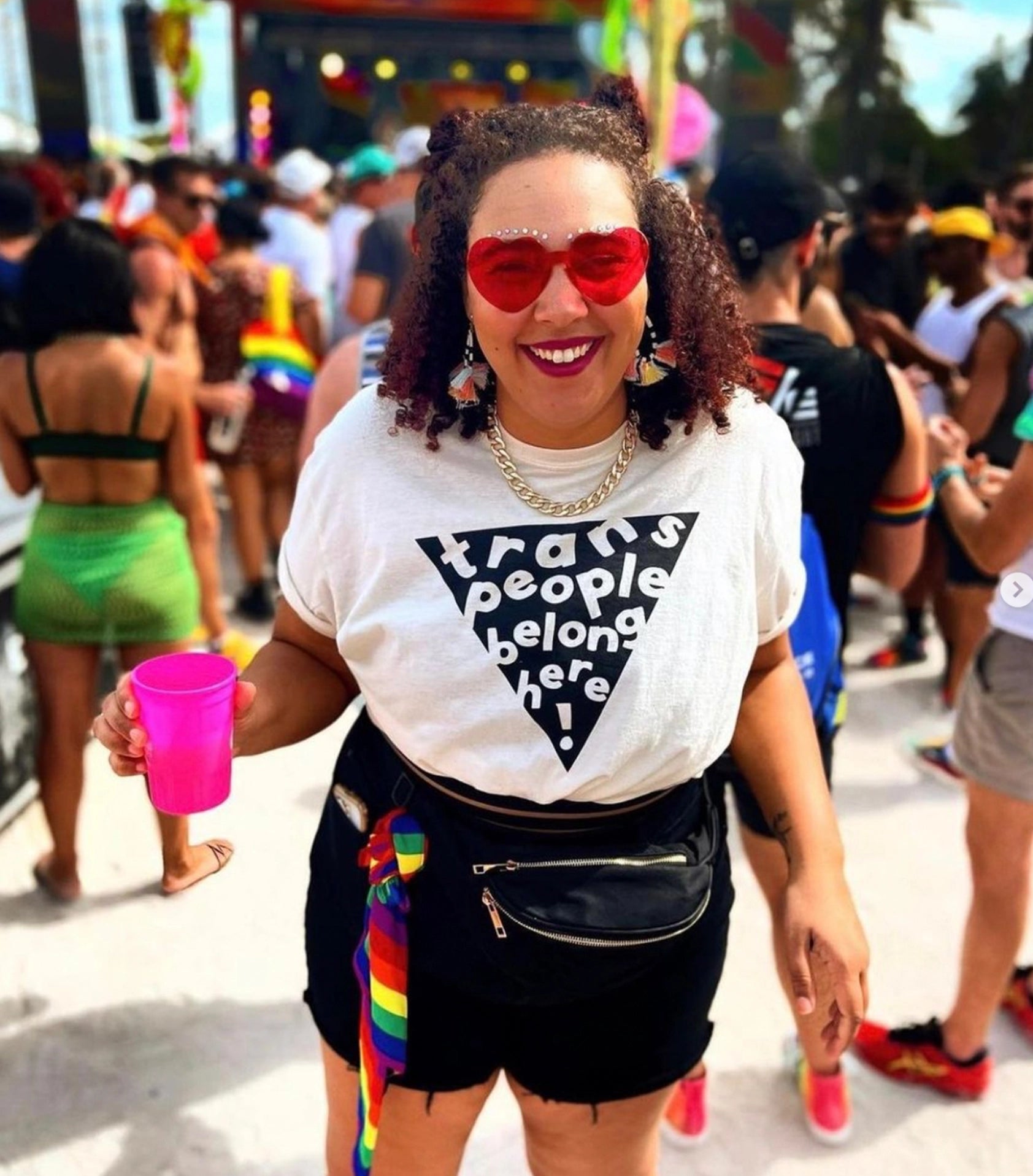 Ash + Chess - T-Shirt: Trans People Belong Here!