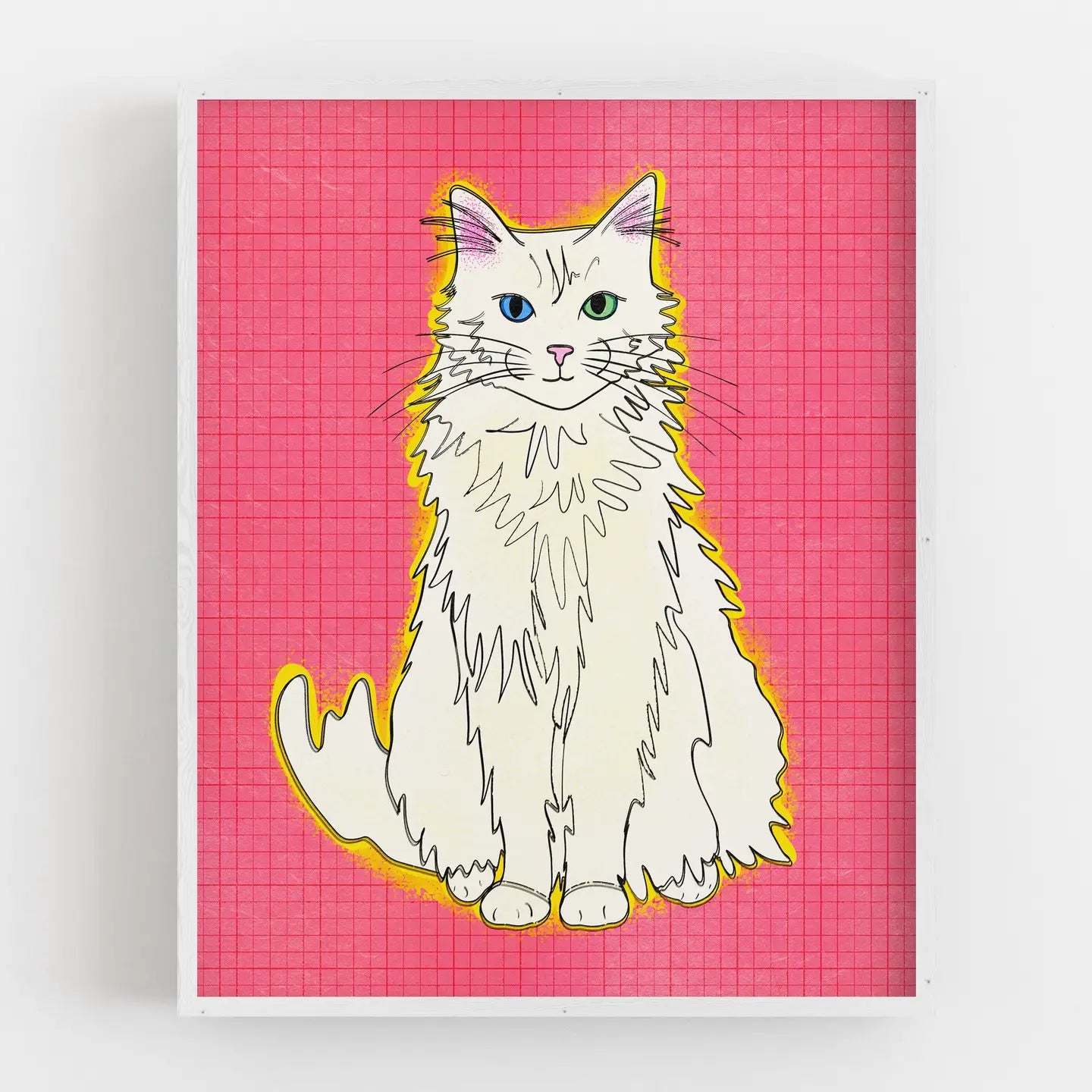 Posse Paper Goods -Fluffy Cat (Pink) Art Print