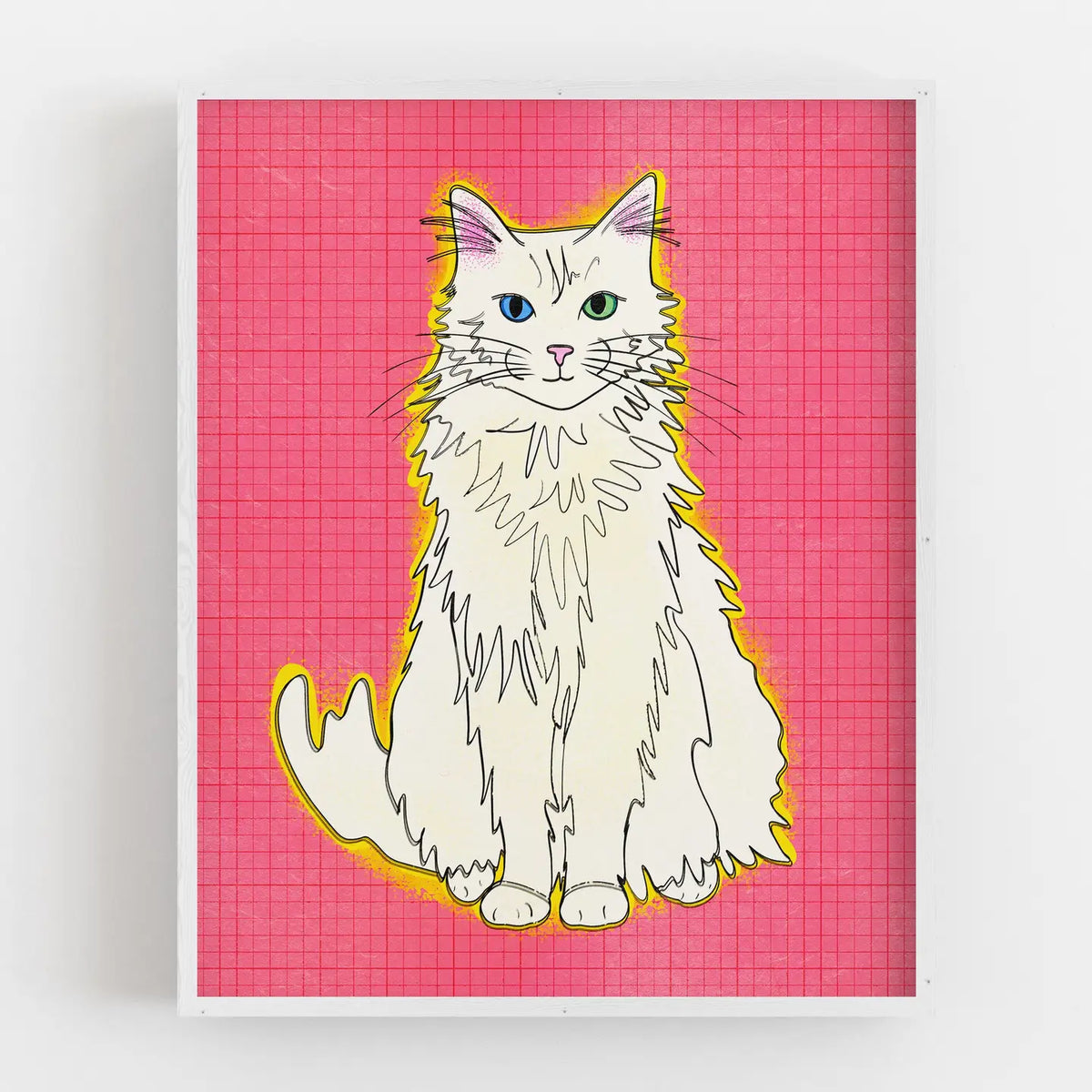 Posse Paper Goods -Fluffy Cat (Pink) Art Print