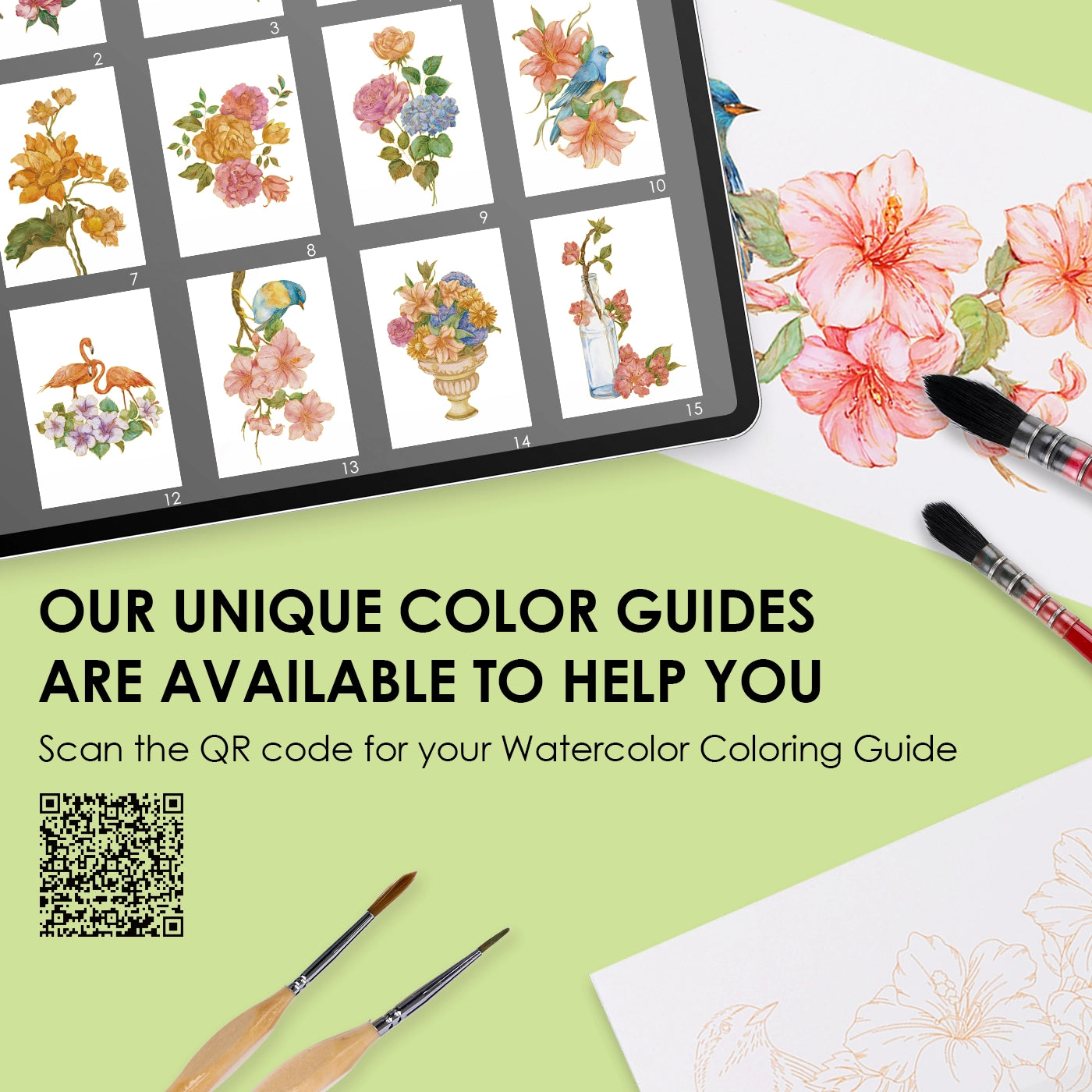 Grabie - Watercolor Coloring Book: Floral-Themed