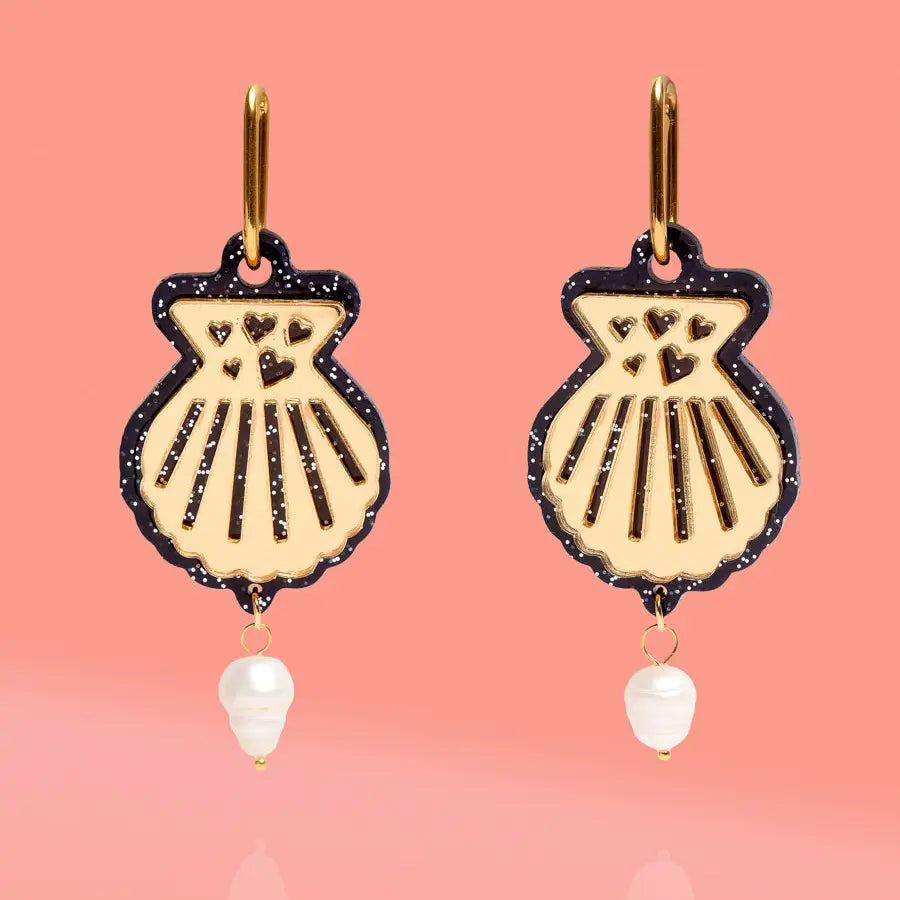 Tribe & Temple WS - Seashell Pearl Hoop Earrings