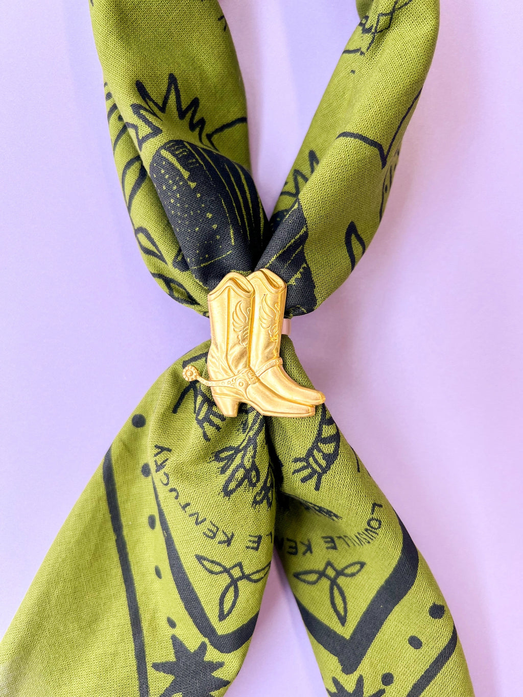 Velvet Outlaw - Gold Cowboy Boot Bandana Slide