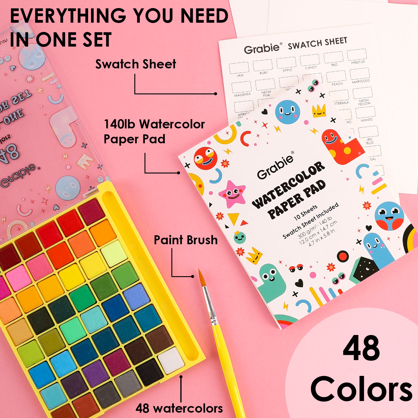 Grabie - All-in-One Watercolor Set of 48