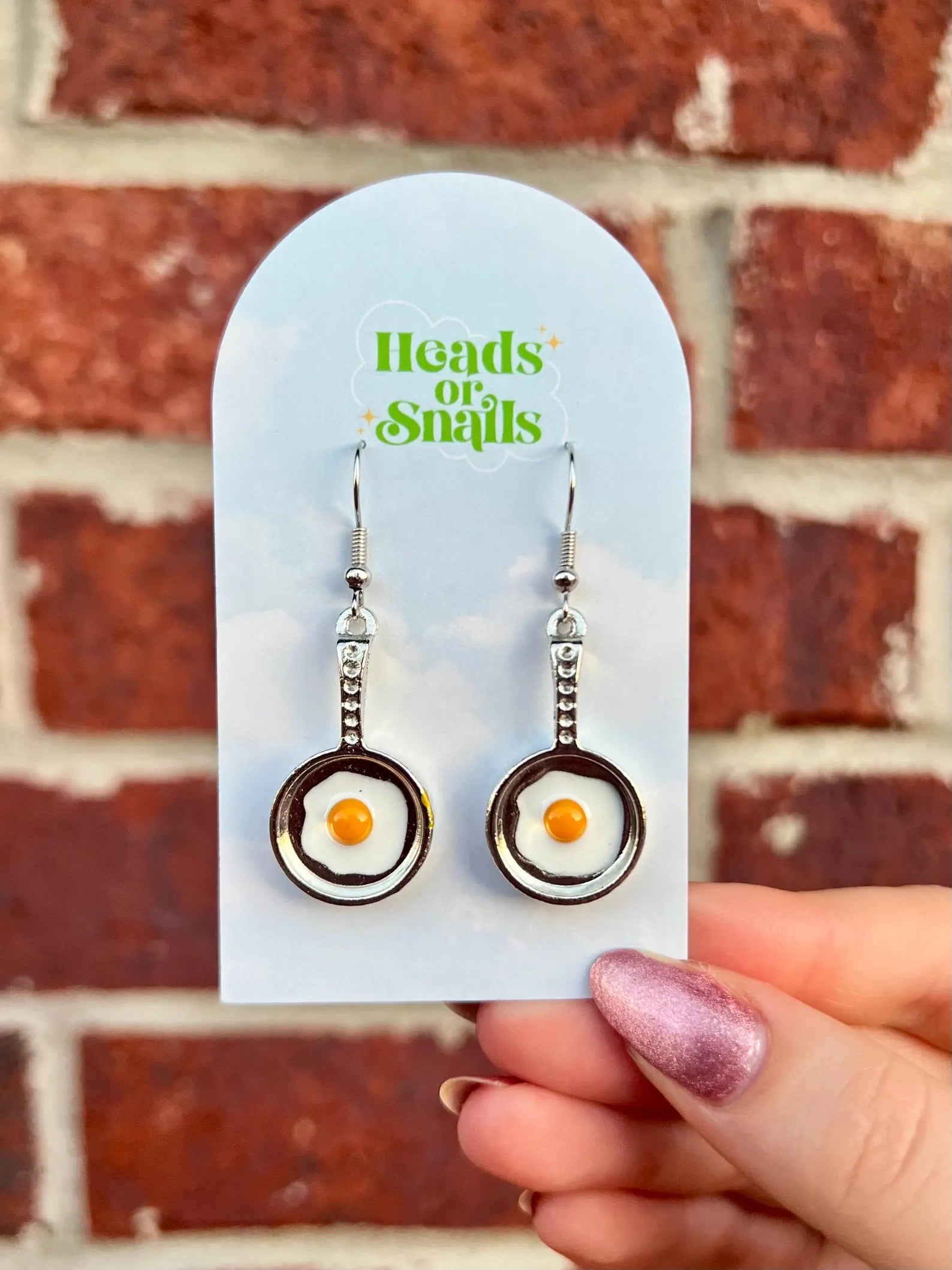 Heads or Snails - Egg Pan Earrings